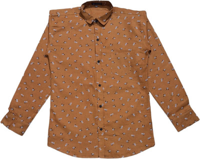 THE TINGGE Boys Printed Casual Brown Shirt