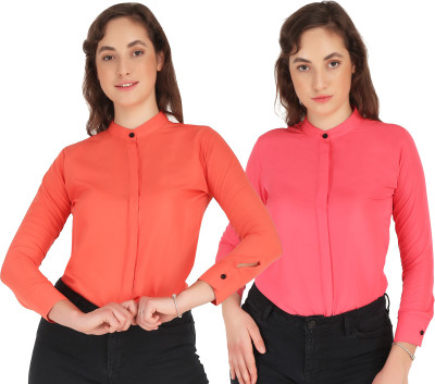 SHANAYA MODA Women Solid Formal Dark Blue, Dark Green Shirt(Pack of 2)