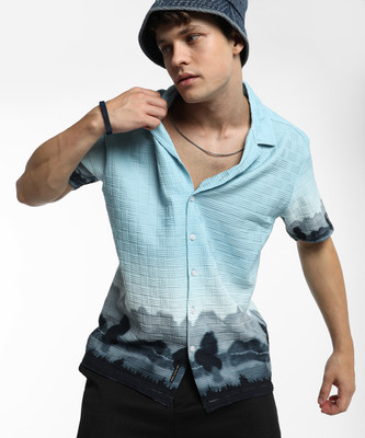CAMPUS SUTRA Men Printed Casual Blue Shirt