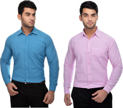DESHBANDHU KHADI Men Solid Formal Multicolor Shirt(Pack of 2)