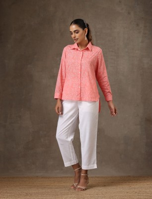 House of Chikankari Women Floral Print Casual Pink Shirt