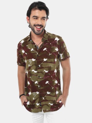 SORATIA Men Printed Casual Dark Green Shirt