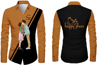 VMENTERPRISE Men Printed Casual Brown Shirt