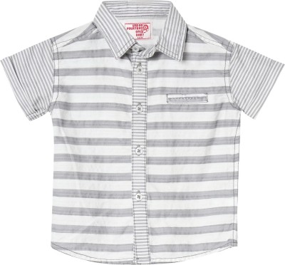 Under Fourteen Only Baby Boys & Baby Girls Striped Casual Grey Shirt