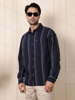 WROGN Men Striped Casual Blue Shirt