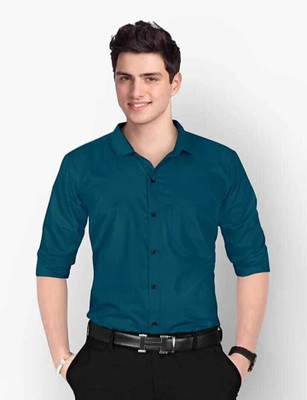 Neviq Trend Men Solid Casual Blue Shirt