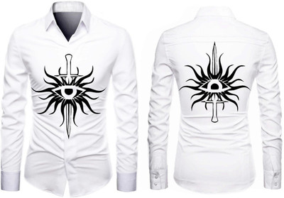 AviraEnterprise Men Printed Casual White Shirt