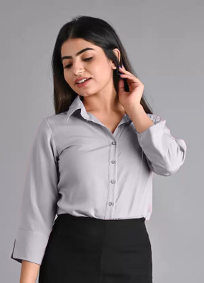 RAHUL TRADERS Women Solid Casual Grey Shirt