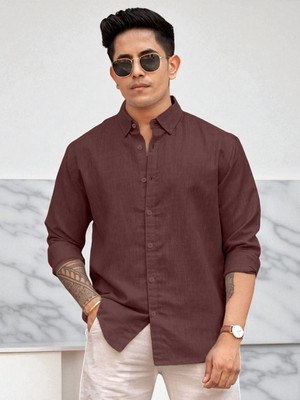 Yanthi Men Solid Casual Maroon Shirt