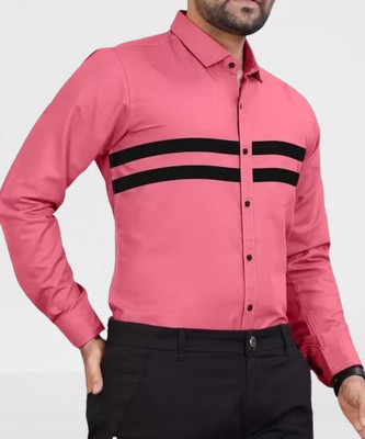 Zimli Men Solid Casual Pink Shirt