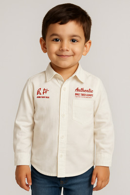 Luckycollection Boys Printed Casual White Shirt