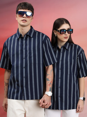 HIGHLANDER Men Checkered Casual Dark Blue, White Shirt