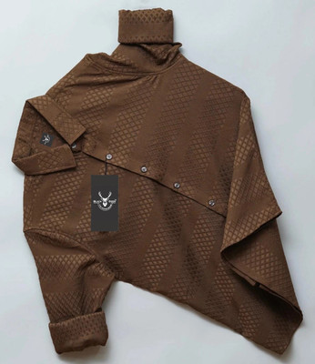 TYRELL Men Self Design Casual Brown Shirt