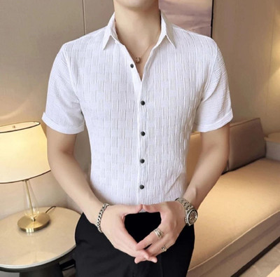 Lyphy Enterprise Men Self Design Casual White Shirt