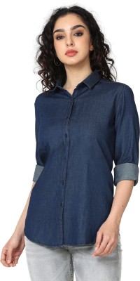 Miraan Women Solid Casual Dark Blue Shirt