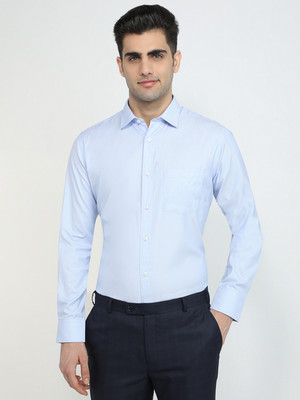 PARK AVENUE Men Self Design Formal Blue Shirt