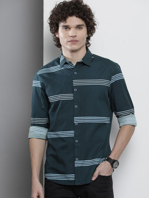 The Indian Garage Co. Men Striped Casual Blue Shirt