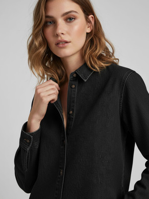 Lounge Dreams Women Solid Casual Black Shirt