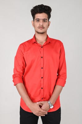 ANP BIHARIKA Men Solid Casual Red Shirt