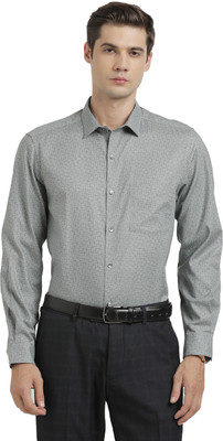 TURTLE Men Printed Formal Grey Shirt