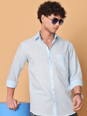 METRONAUT Men Solid Casual Light Blue Shirt