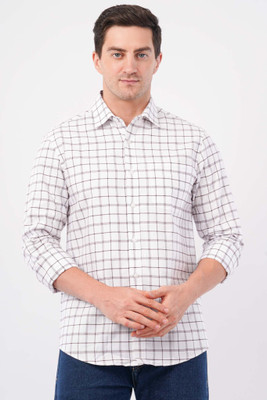 OFFSHADE Men Checkered Casual Brown Shirt