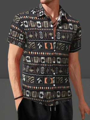 Marmic Fab Men Checkered Casual Black Shirt