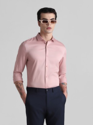 JACK & JONES Men Solid Formal Pink Shirt