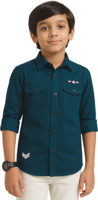ROCKET SCIENCE Boys Self Design Casual Green Shirt