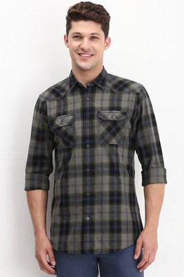 Allen Solly Men Checkered Casual Grey Shirt