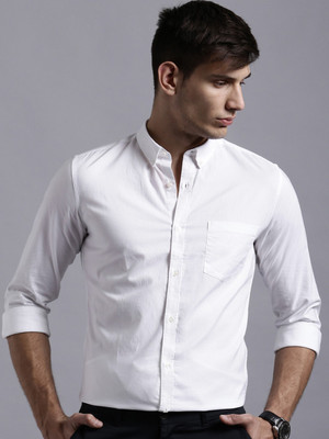 FUBAR Men Solid Formal White Shirt