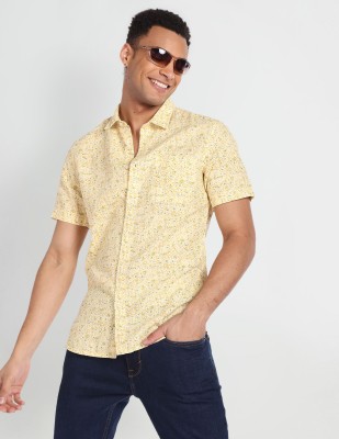 FLYING MACHINE Men Printed Casual Yellow Shirt