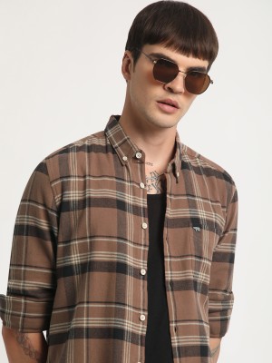 THE BEAR HOUSE Men Checkered Casual Brown, Black, White Shirt