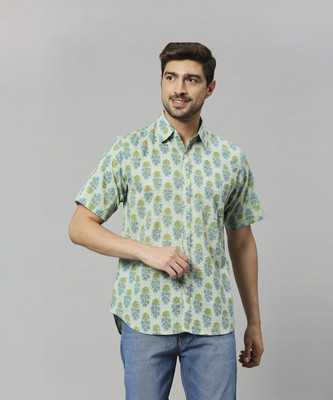 JAPs By Rajubhai Hargovindas Men Printed Casual Light Green Shirt