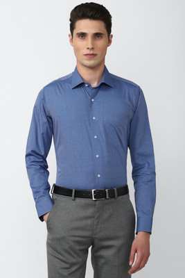 VAN HEUSEN Men Self Design Formal Blue Shirt