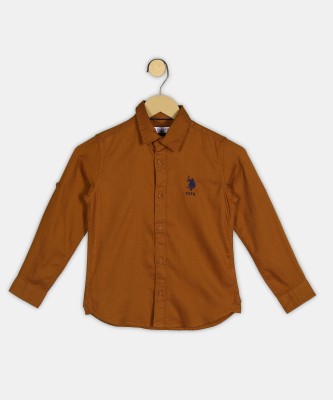 U.S. POLO ASSN. Boys Solid Casual Brown Shirt