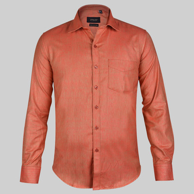 Appalon Men Solid Formal Orange Shirt