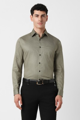 VAN HEUSEN Men Printed Formal Dark Green Shirt