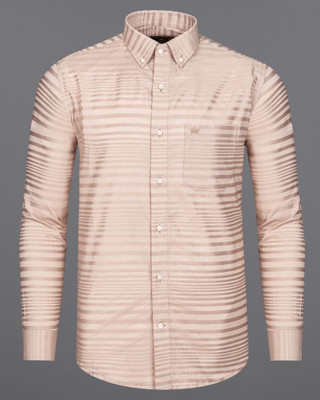 HOC Men Striped Casual Pink Shirt