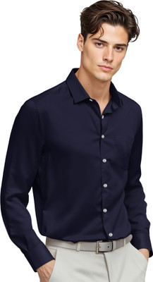 FR Men Solid Formal Dark Blue Shirt