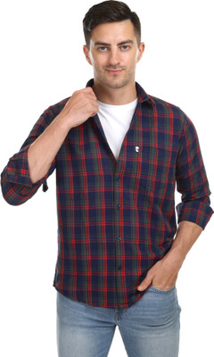 Marc Laurent Men Checkered Casual Red, Dark Blue, Green Shirt
