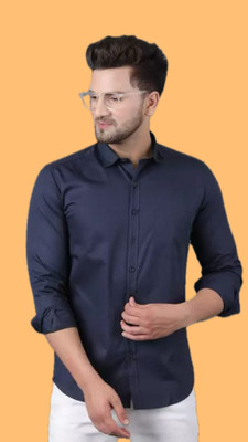 ALVIN ENTERPRISE Men Self Design, Solid Casual Blue Shirt