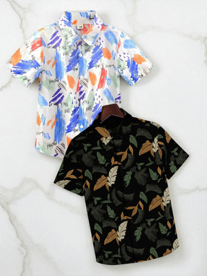 KHODAL TRENDZ Boys Printed, Striped Casual Multicolor Shirt(Pack of 2)