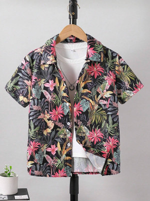 Styleconnect Boys Animal Print Casual Black Shirt