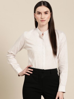 Hancock Women Solid Formal Cream Shirt