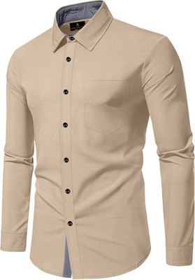 MUSA Men Solid Casual Gold Shirt