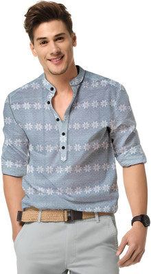 Dgshoppers Men Printed Casual Grey Shirt