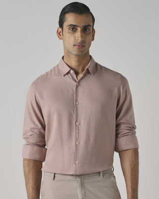 MUFTI Men Solid Casual Pink Shirt
