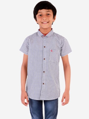 Superminis Boys Checkered Casual Dark Blue Shirt