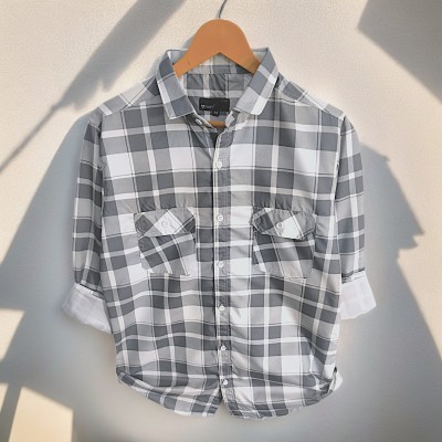 HouseOfCommon Men Checkered Casual Grey Shirt